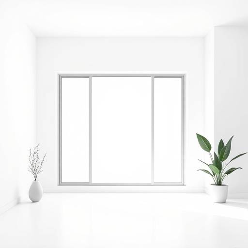 넓은 창문과 흰색 배경을 가진 자연광 스튜디오 내부
